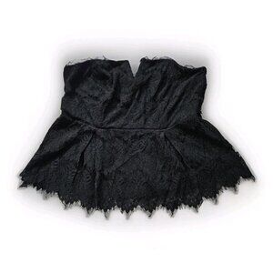 City Chic Top Womens L / 20 Black Lace Lined Corsette Peplum Goth Dark Romance
